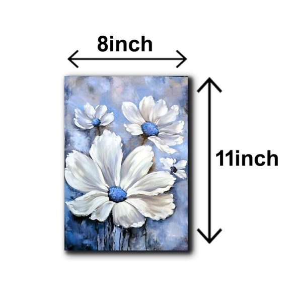 Set Of 5 Blue Flowers Wooden Art