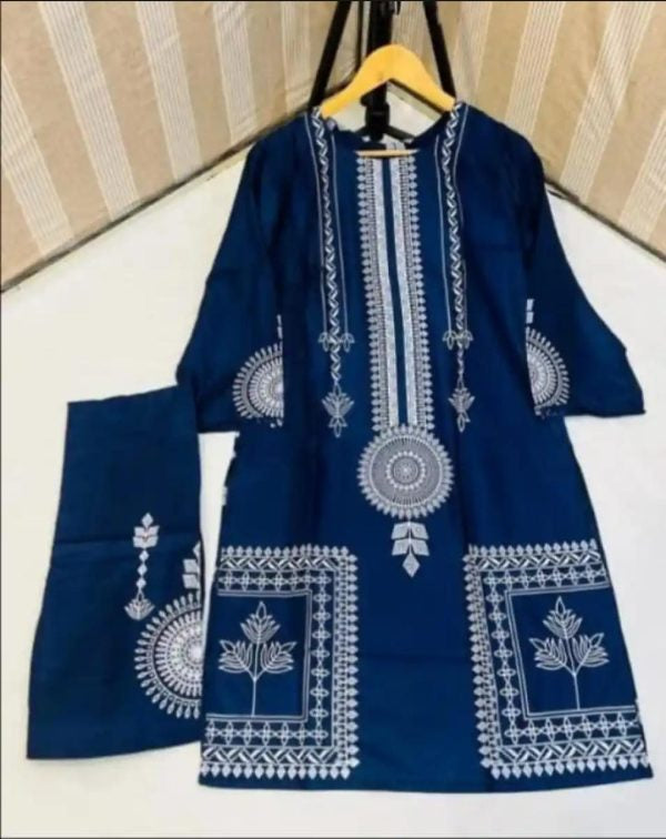 2 Pcs Stitched Saphire Print
