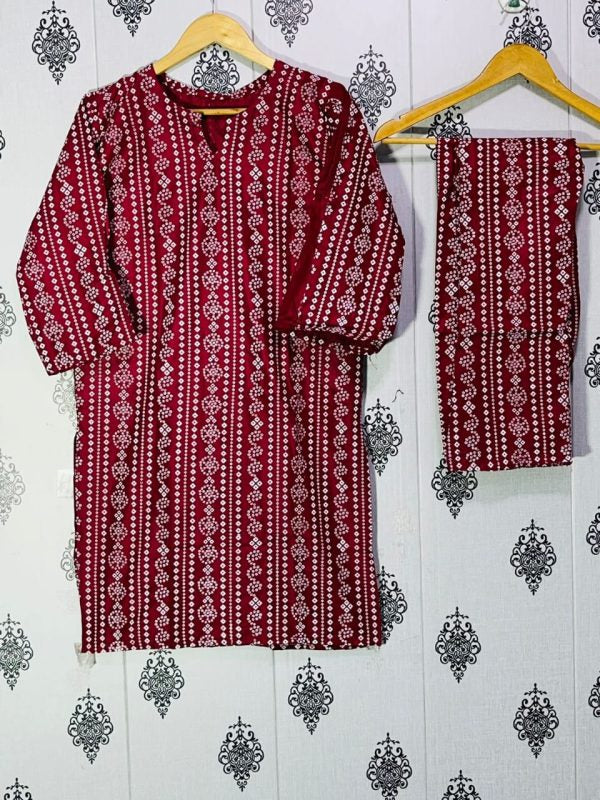 2 Pcs Stitched Chunri Print