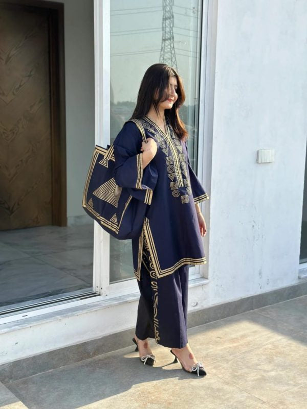 Linen Print Dress & Bag