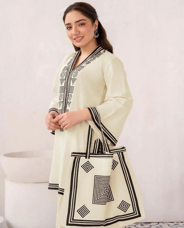 Linen Print Dress & Bag