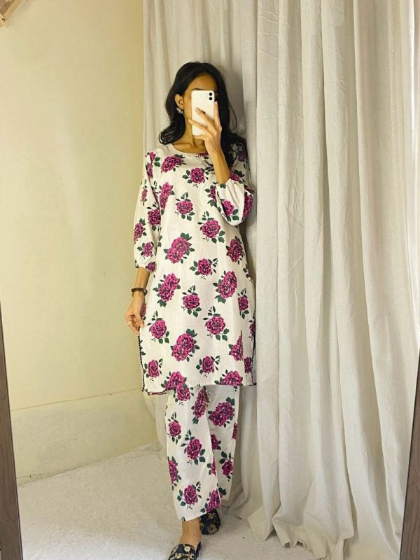 2 Pcs Stitched Gulab Print