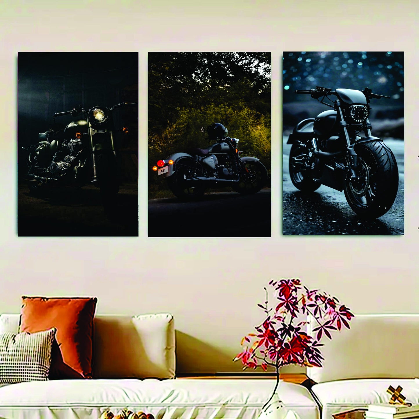 Set of 3 Bikes Sticky Canvas Art