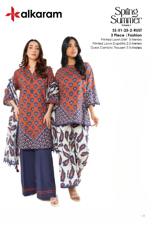 Alkaram Lawn | Unstitched 3 Pcs