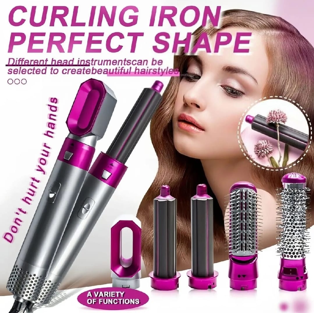 5 in 1 Hair Styler Brush – Hair Dryer, Curler, Straightener & Volumizer
