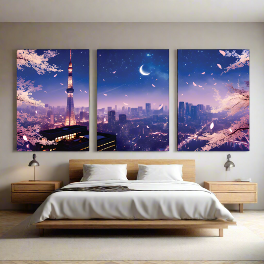 3Pcs Blue City Phototile Art