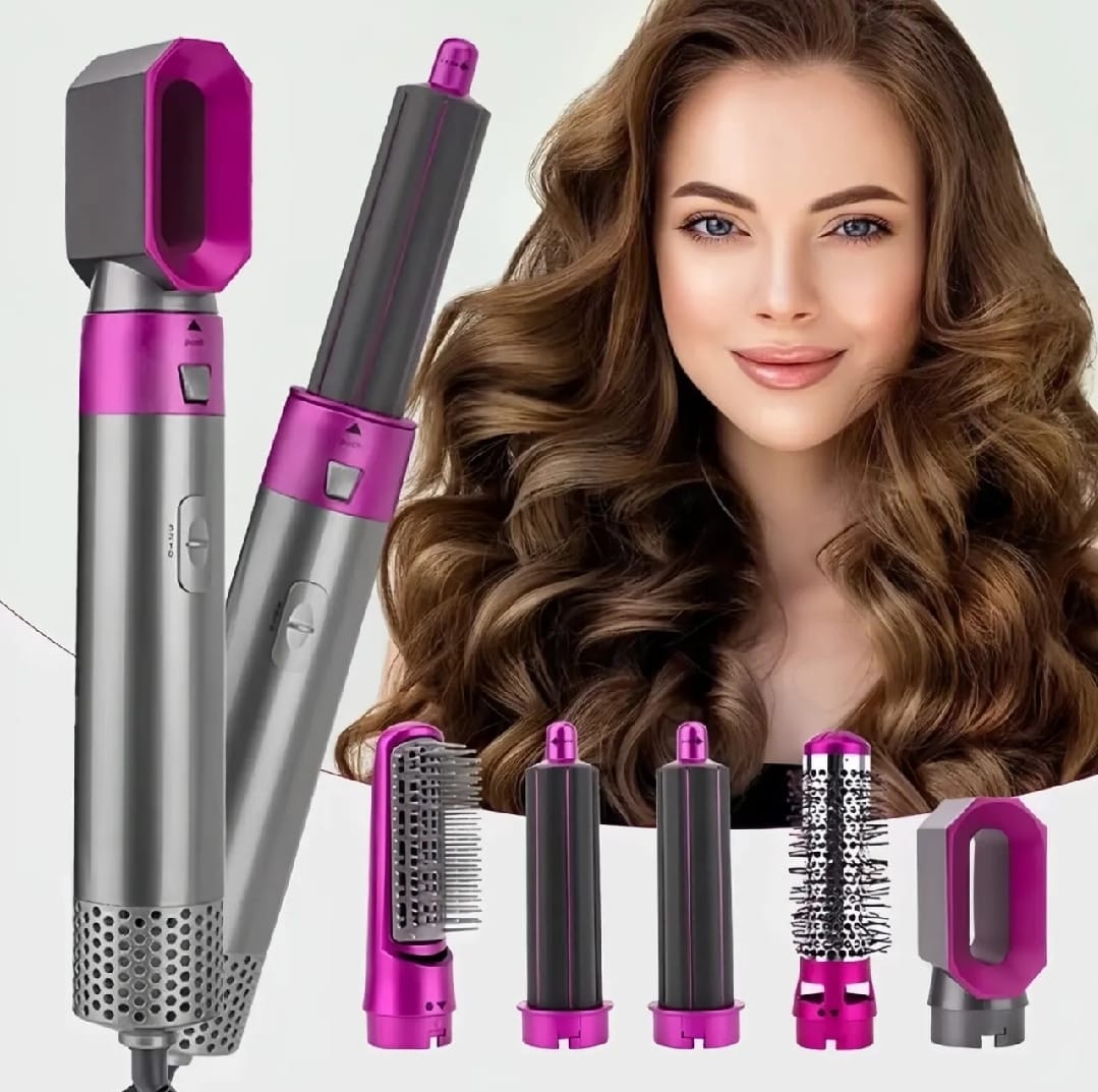 5 in 1 Hair Styler Brush – Hair Dryer, Curler, Straightener & Volumizer