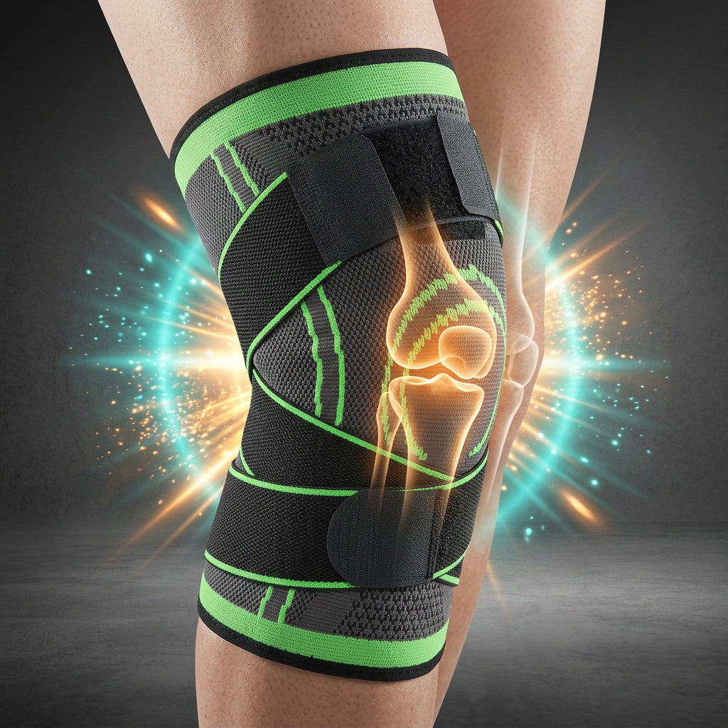 Emporium Bazaar Knee Support Band – Green and Black Sleeve with Cross-Wrap Straps | Pakistan