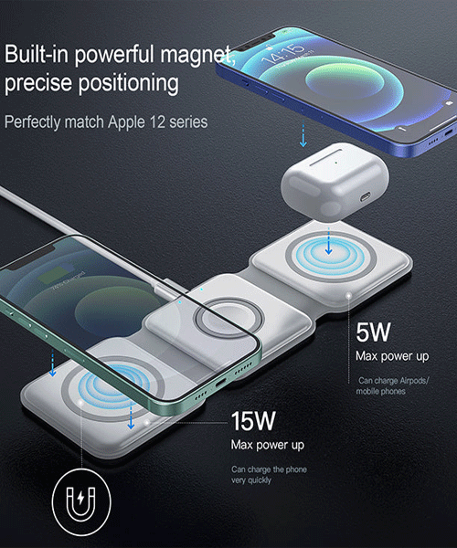 3 in 1 Magnetic Foldable Wireless Charging Station