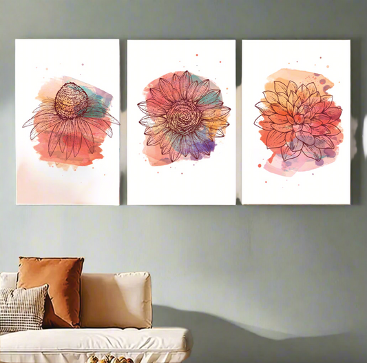 Set of 3 Flower Art