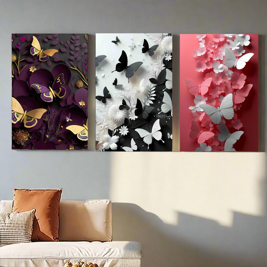 Set of 3 Butterfly Art