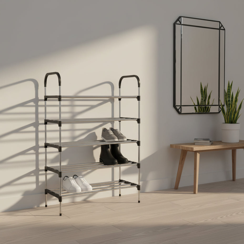 Emporium Bazaar 5-Layer Stainless Steel Shoe Rack – 19 Pairs Space Saving Shoe Organizer Price Pakistan