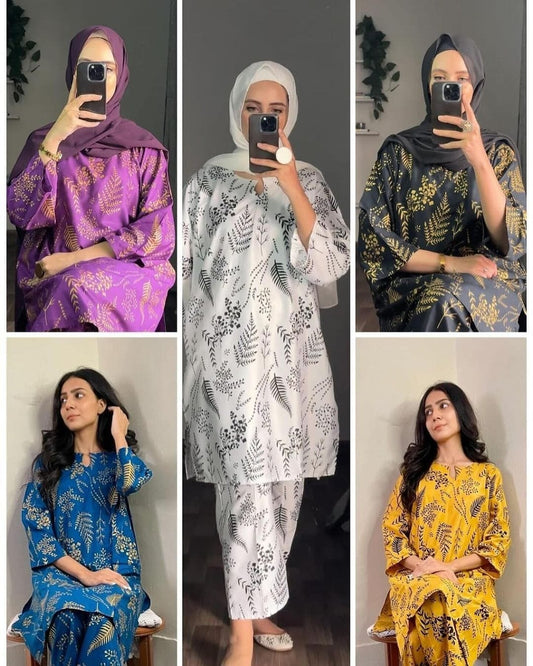 2 Pcs Stitched Petal Print