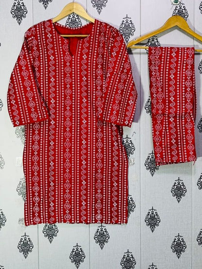 2 Pcs Stitched Chunri Print