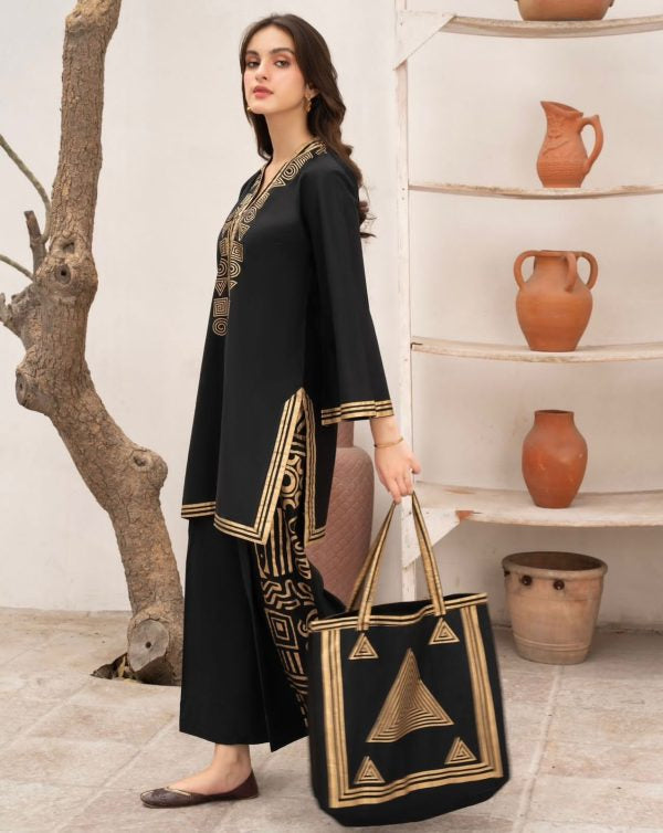 Linen Print Dress & Bag