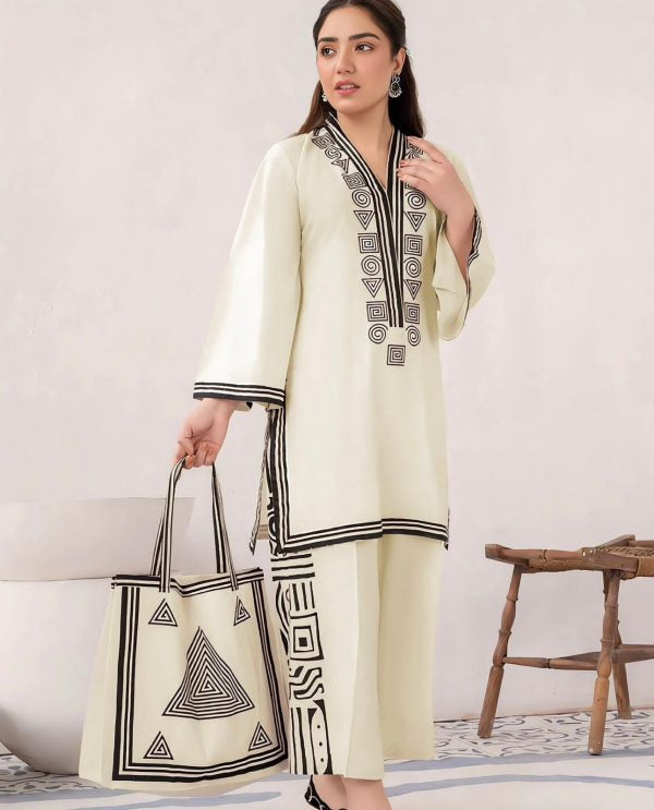 Linen Print Dress & Bag
