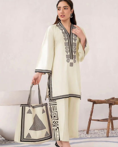 Linen Print Dress & Bag