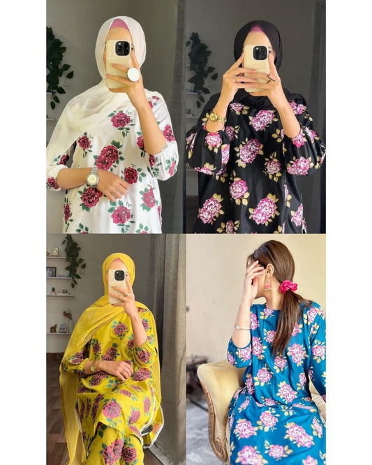 2 Pcs Stitched Gulab Print