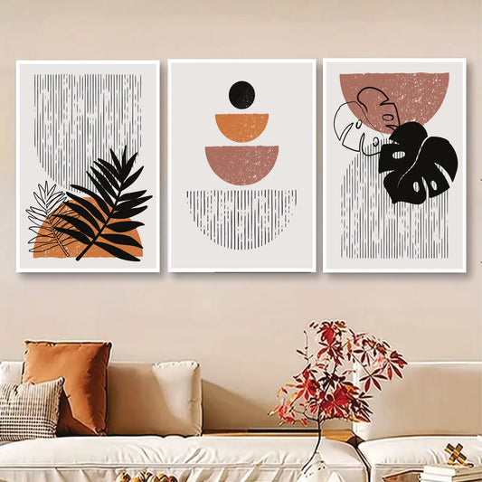 Set of 3 Abstract Leaf Wall Art