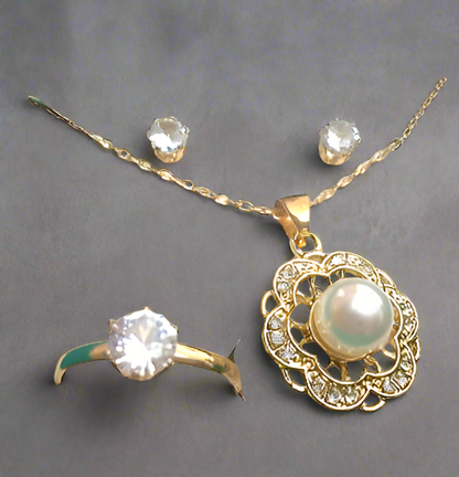 Crystal Pearl Pendant Set