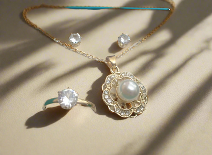 Crystal Pearl Pendant Set