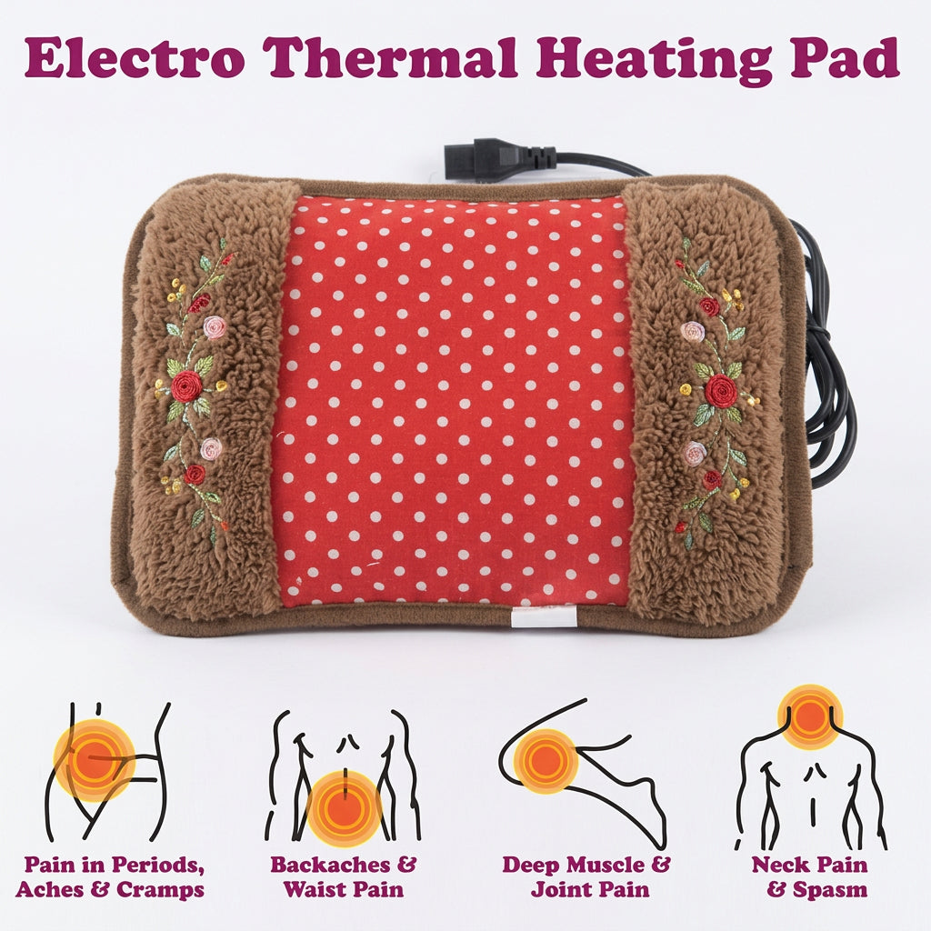 Emporium Bazaar Electric Heat Pad – Red Polka Dot Pouch with Brown Fabric Sides | Pakistan