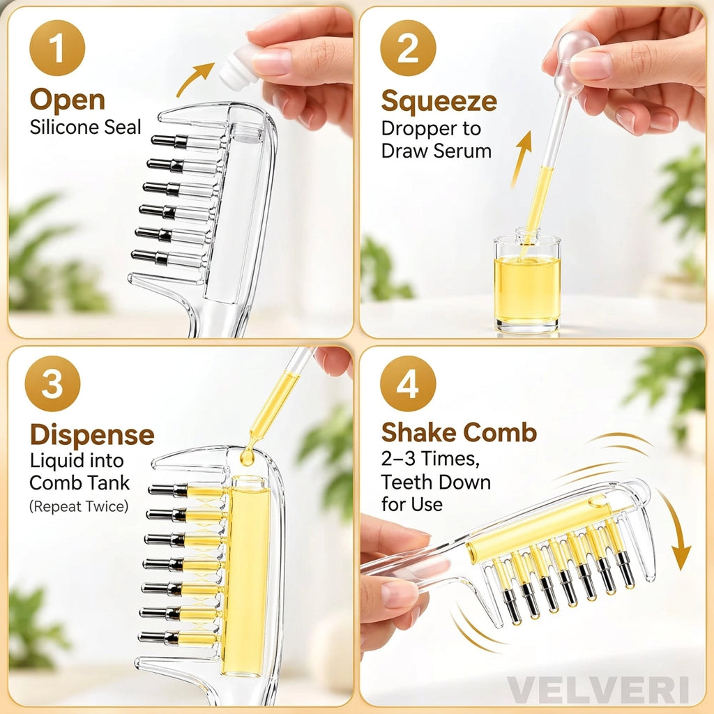 Emporium Bazaar Hair Oil Applicator Comb – Refilling Steps with Oil-Filling Dropper | Pakistan