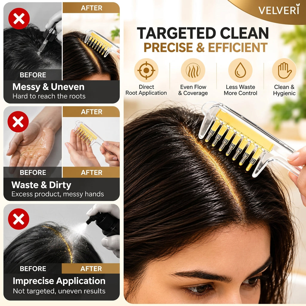 Emporium Bazaar Hair Oil Applicator Comb – Scalp Application Compared with Dropper and Spray | Pakistan