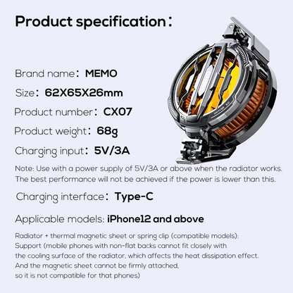 MEMO CX07 Pro Mobile Cooling Fan
