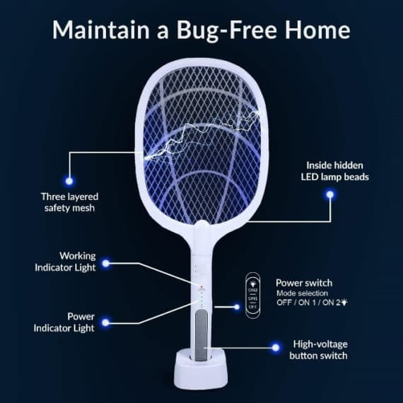 Rechargeable Mosquito Racket with Charging Stand