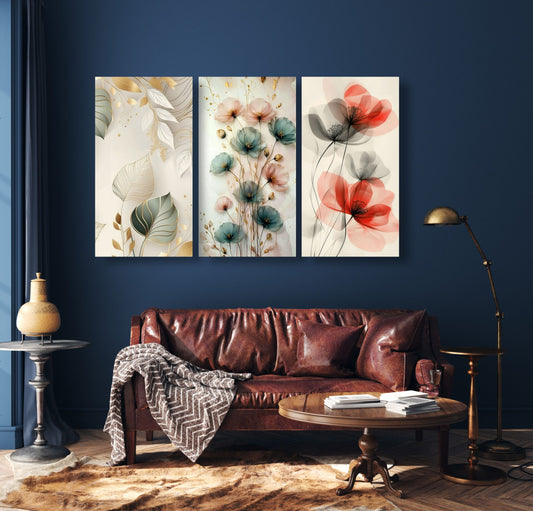 Set of 3 Aesthetic Flowers Art